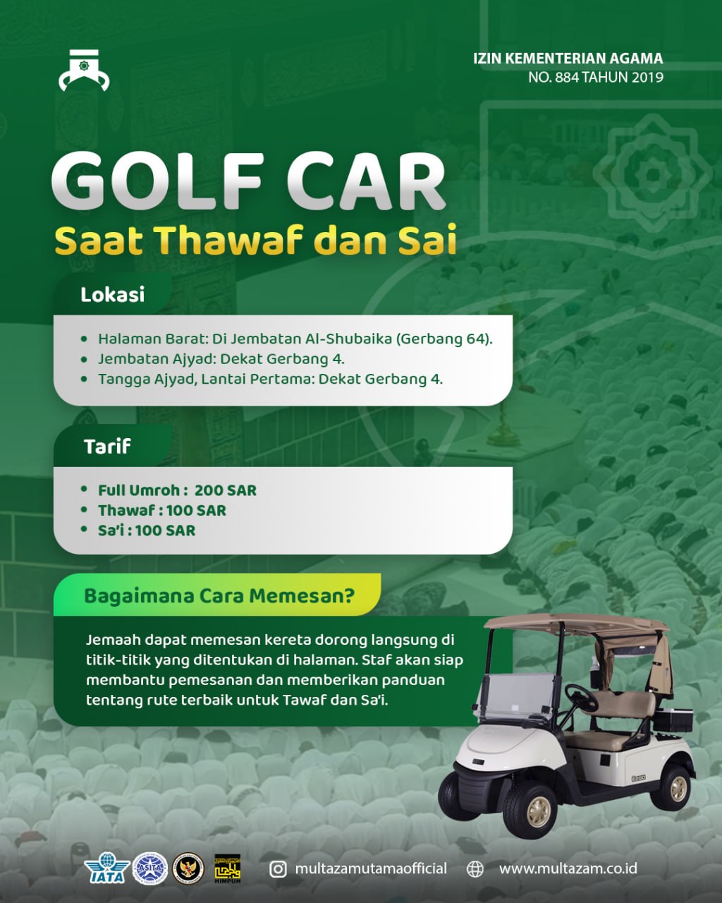 Golf Car untuk Thawaf dan Sa’i: Solusi Nyaman Beribadah di Masjidil Haram